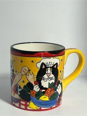 Vintage 2002 Catzilla Cat Chefs Coffee Mug Candace Reiter